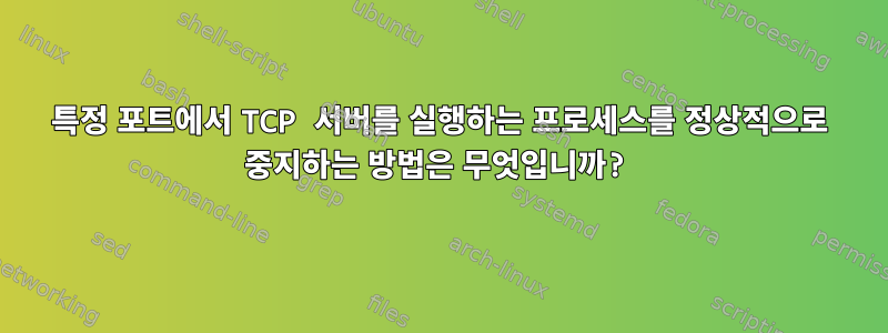 특정 포트에서 TCP 서버를 실행하는 프로세스를 정상적으로 중지하는 방법은 무엇입니까?