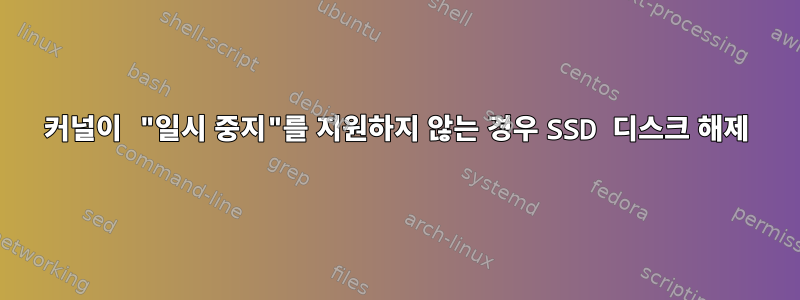 커널이 "일시 중지"를 지원하지 않는 경우 SSD 디스크 해제