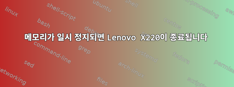 메모리가 일시 정지되면 Lenovo X220이 종료됩니다