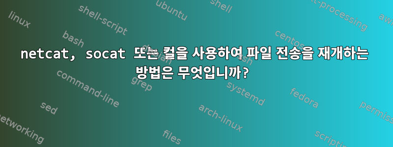 netcat, socat 또는 컬을 사용하여 파일 전송을 재개하는 방법은 무엇입니까?