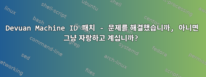 Devuan Machine ID 패치 - 문제를 해결했습니까, 아니면 그냥 자랑하고 계십니까?