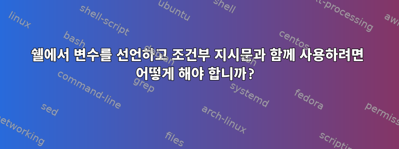 쉘에서 변수를 선언하고 조건부 지시문과 함께 사용하려면 어떻게 해야 합니까?