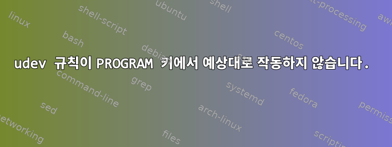 udev 규칙이 PROGRAM 키에서 예상대로 작동하지 않습니다.