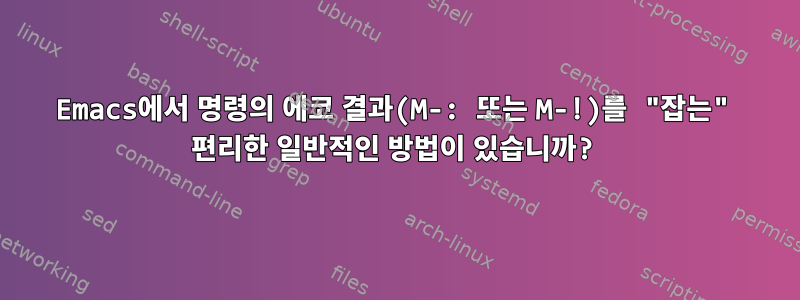 Emacs에서 명령의 에코 결과(M-: 또는 M-!)를 "잡는" 편리한 일반적인 방법이 있습니까?