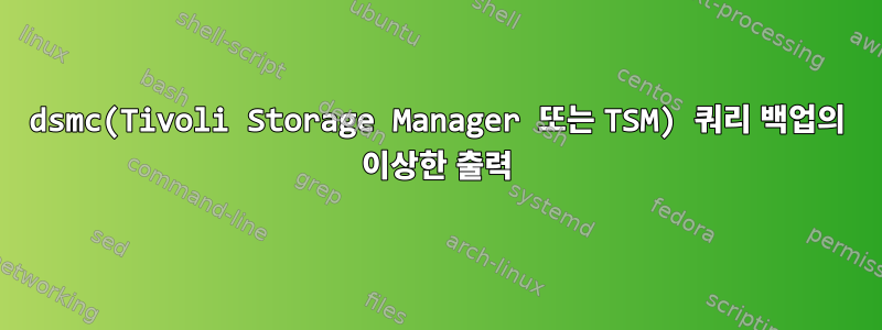 dsmc(Tivoli Storage Manager 또는 TSM) 쿼리 백업의 이상한 출력