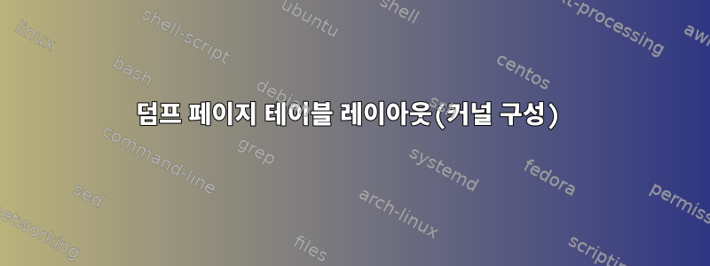 덤프 페이지 테이블 레이아웃(커널 구성)