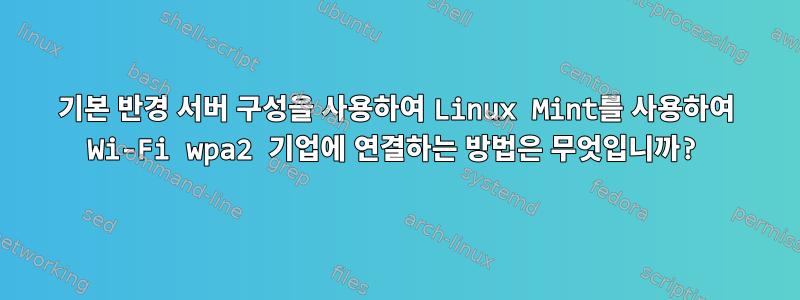 기본 반경 서버 구성을 사용하여 Linux Mint를 사용하여 Wi-Fi wpa2 기업에 연결하는 방법은 무엇입니까?