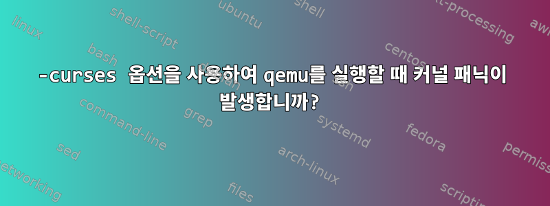 -curses 옵션을 사용하여 qemu를 실행할 때 커널 패닉이 발생합니까?