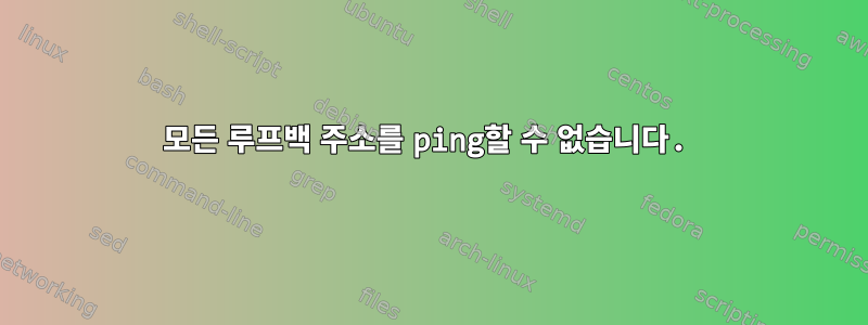 모든 루프백 주소를 ping할 수 없습니다.