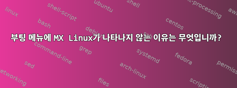 부팅 메뉴에 MX Linux가 나타나지 않는 이유는 무엇입니까?