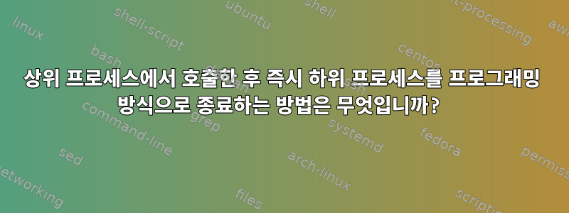 상위 프로세스에서 호출한 후 즉시 하위 프로세스를 프로그래밍 방식으로 종료하는 방법은 무엇입니까?