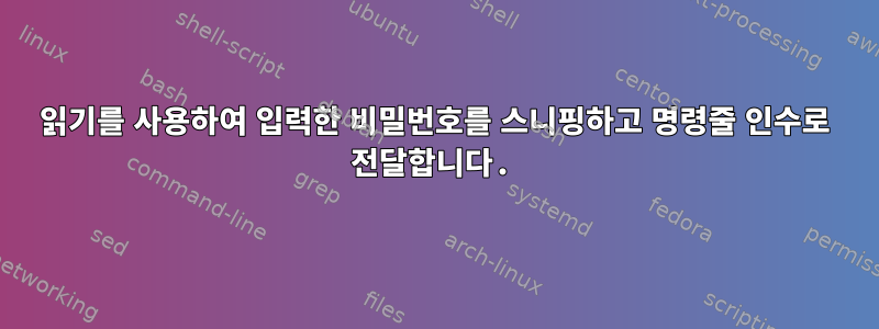 읽기를 사용하여 입력한 비밀번호를 스니핑하고 명령줄 인수로 전달합니다.