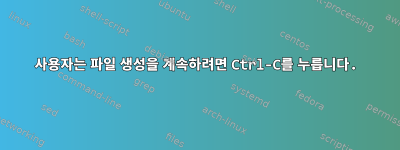 사용자는 파일 생성을 계속하려면 Ctrl-C를 누릅니다.