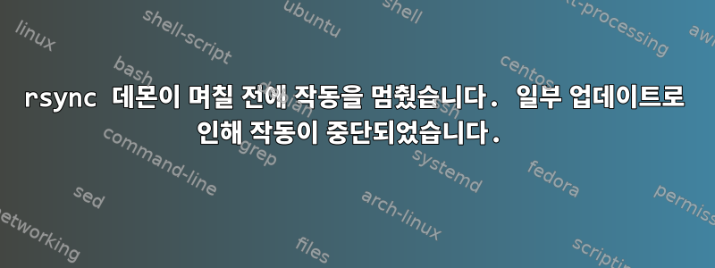 rsync 데몬이 며칠 전에 작동을 멈췄습니다. 일부 업데이트로 인해 작동이 중단되었습니다.