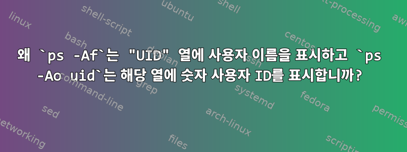 왜 `ps -Af`는 "UID" 열에 사용자 이름을 표시하고 `ps -Ao uid`는 해당 열에 숫자 사용자 ID를 표시합니까?