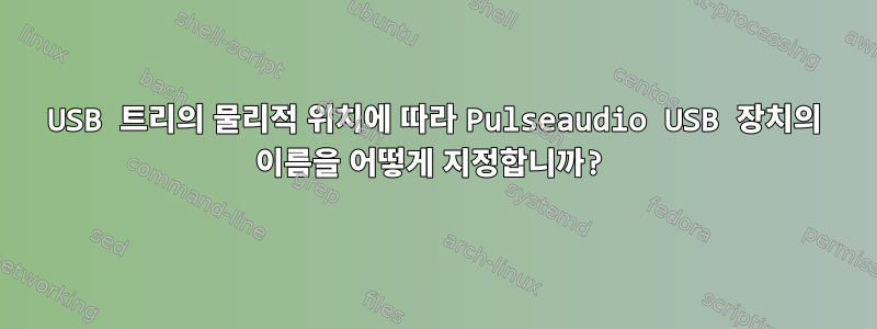 USB 트리의 물리적 위치에 따라 Pulseaudio USB 장치의 이름을 어떻게 지정합니까?