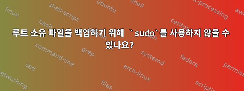 루트 소유 파일을 백업하기 위해 `sudo`를 사용하지 않을 수 있나요?