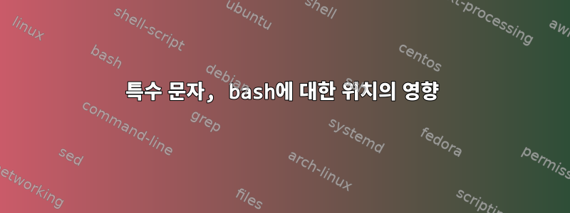 특수 문자, bash에 대한 위치의 영향