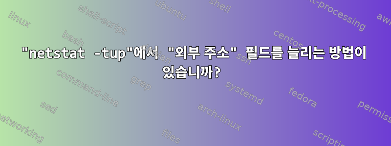 "netstat -tup"에서 "외부 주소" 필드를 늘리는 방법이 있습니까?