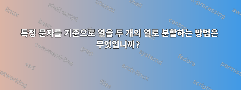 특정 문자를 기준으로 열을 두 개의 열로 분할하는 방법은 무엇입니까?