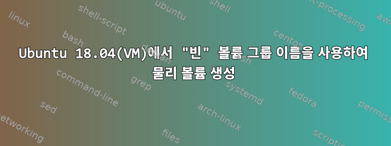 Ubuntu 18.04(VM)에서 "빈" 볼륨 그룹 이름을 사용하여 물리 볼륨 생성