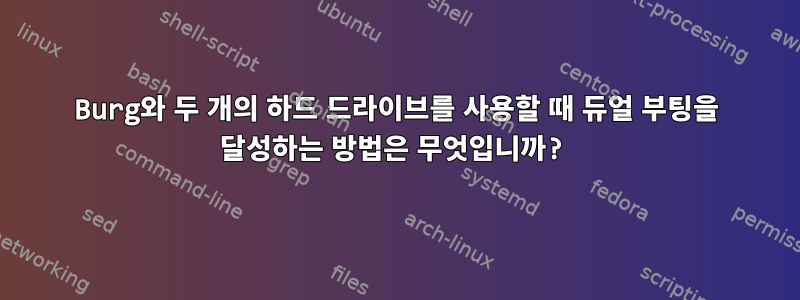 Burg와 두 개의 하드 드라이브를 사용할 때 듀얼 부팅을 달성하는 방법은 무엇입니까?