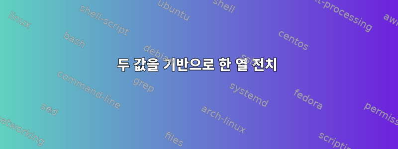 두 값을 기반으로 한 열 전치