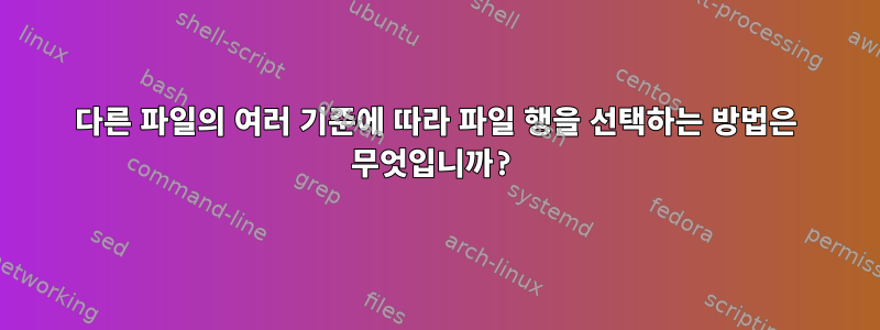 다른 파일의 여러 기준에 따라 파일 행을 선택하는 방법은 무엇입니까?