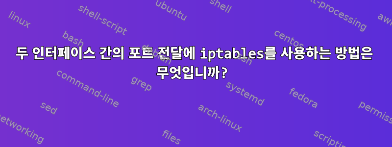 두 인터페이스 간의 포트 전달에 iptables를 사용하는 방법은 무엇입니까?