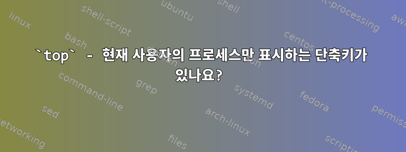 `top` - 현재 사용자의 프로세스만 표시하는 단축키가 있나요?