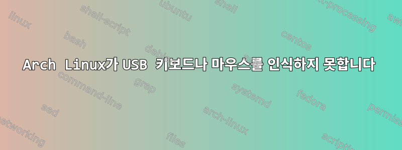 Arch Linux가 USB 키보드나 마우스를 인식하지 못합니다