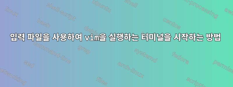 입력 파일을 사용하여 vim을 실행하는 터미널을 시작하는 방법