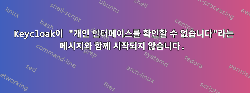 Keycloak이 "개인 인터페이스를 확인할 수 없습니다"라는 메시지와 함께 시작되지 않습니다.