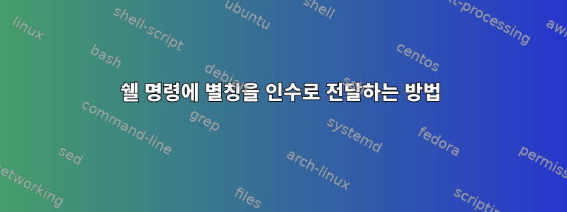 쉘 명령에 별칭을 인수로 전달하는 방법