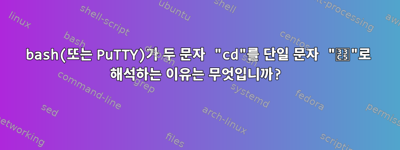 bash(또는 PuTTY)가 두 문자 "cd"를 단일 문자 "㏅"로 해석하는 이유는 무엇입니까?