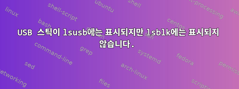 USB 스틱이 lsusb에는 표시되지만 lsblk에는 표시되지 않습니다.