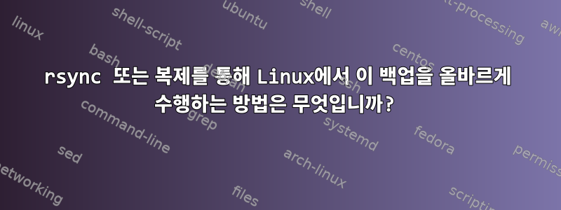 rsync 또는 복제를 통해 Linux에서 이 백업을 올바르게 수행하는 방법은 무엇입니까?