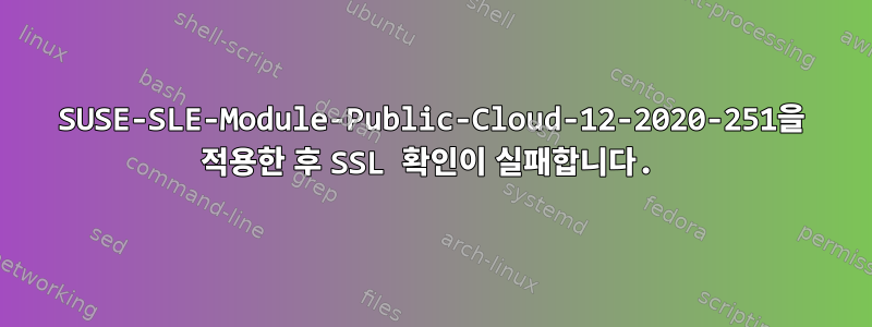 SUSE-SLE-Module-Public-Cloud-12-2020-251을 적용한 후 SSL 확인이 실패합니다.