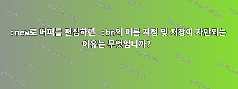 :new로 버퍼를 편집하면 :bn의 이름 지정 및 저장이 차단되는 이유는 무엇입니까?