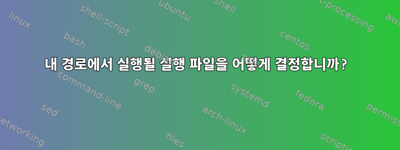 내 경로에서 실행될 실행 파일을 어떻게 결정합니까?