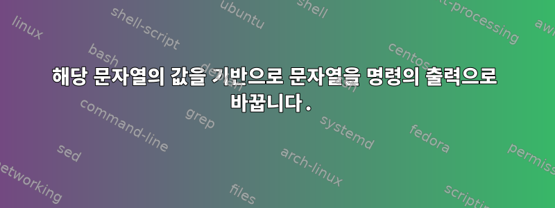 해당 문자열의 값을 기반으로 문자열을 명령의 출력으로 바꿉니다.