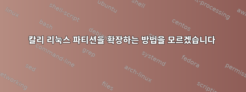 칼리 리눅스 파티션을 확장하는 방법을 모르겠습니다