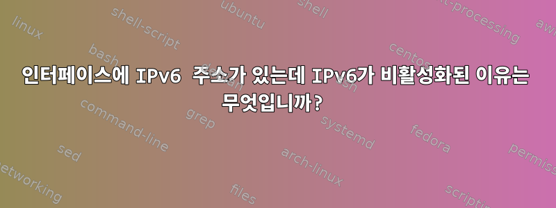 인터페이스에 IPv6 주소가 있는데 IPv6가 비활성화된 이유는 무엇입니까?