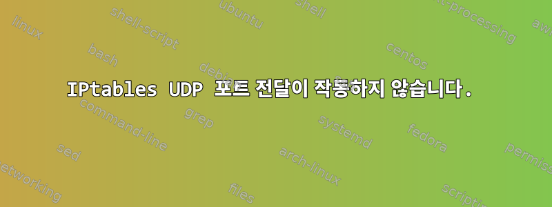 IPtables UDP 포트 전달이 작동하지 않습니다.