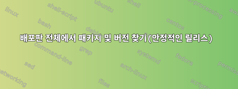 배포판 전체에서 패키지 및 버전 찾기(안정적인 릴리스)