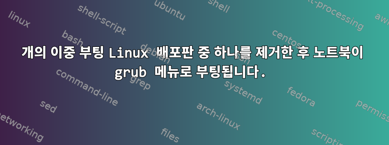 2개의 이중 부팅 Linux 배포판 중 하나를 제거한 후 노트북이 grub 메뉴로 부팅됩니다.