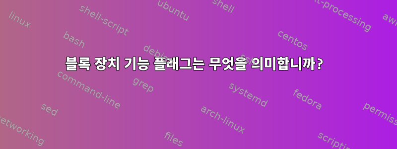 블록 장치 기능 플래그는 무엇을 의미합니까?