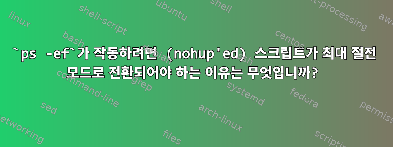 `ps -ef`가 작동하려면 (nohup'ed) 스크립트가 최대 절전 모드로 전환되어야 하는 이유는 무엇입니까?