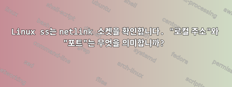 Linux ss는 netlink 소켓을 확인합니다. "로컬 주소"와 "포트"는 무엇을 의미합니까?