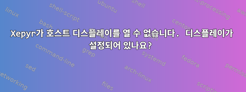 Xepyr가 호스트 디스플레이를 열 수 없습니다. 디스플레이가 설정되어 있나요?